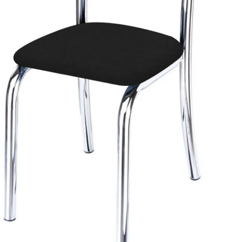 Kit 4 Cadeiras De Jantar Lara Cromada Para Cozinha Assento Sintético Preto - Aurora Line - 3