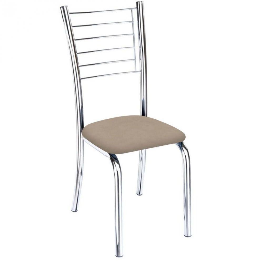 Kit 9 Cadeiras De Jantar Lara Cromada Para Cozinha Suede Bege - Aurora Line - 4