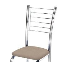 Kit 3 Cadeiras De Jantar Lara Cromada Para Cozinha Suede Bege - Aurora Line - 2