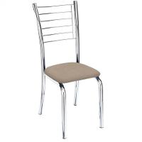 Kit 3 Cadeiras De Jantar Lara Cromada Para Cozinha Suede Bege - Aurora Line - 5