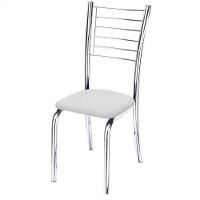 Kit 8 Cadeiras De Jantar Lara Cromada Para Cozinha Assento Sintético Branco - Aurora Line - 3