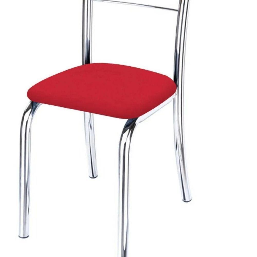 Kit 10 Cadeiras De Jantar Lara Cromada Para Cozinha Assento Corino Vermelho - Aurora Line - 3