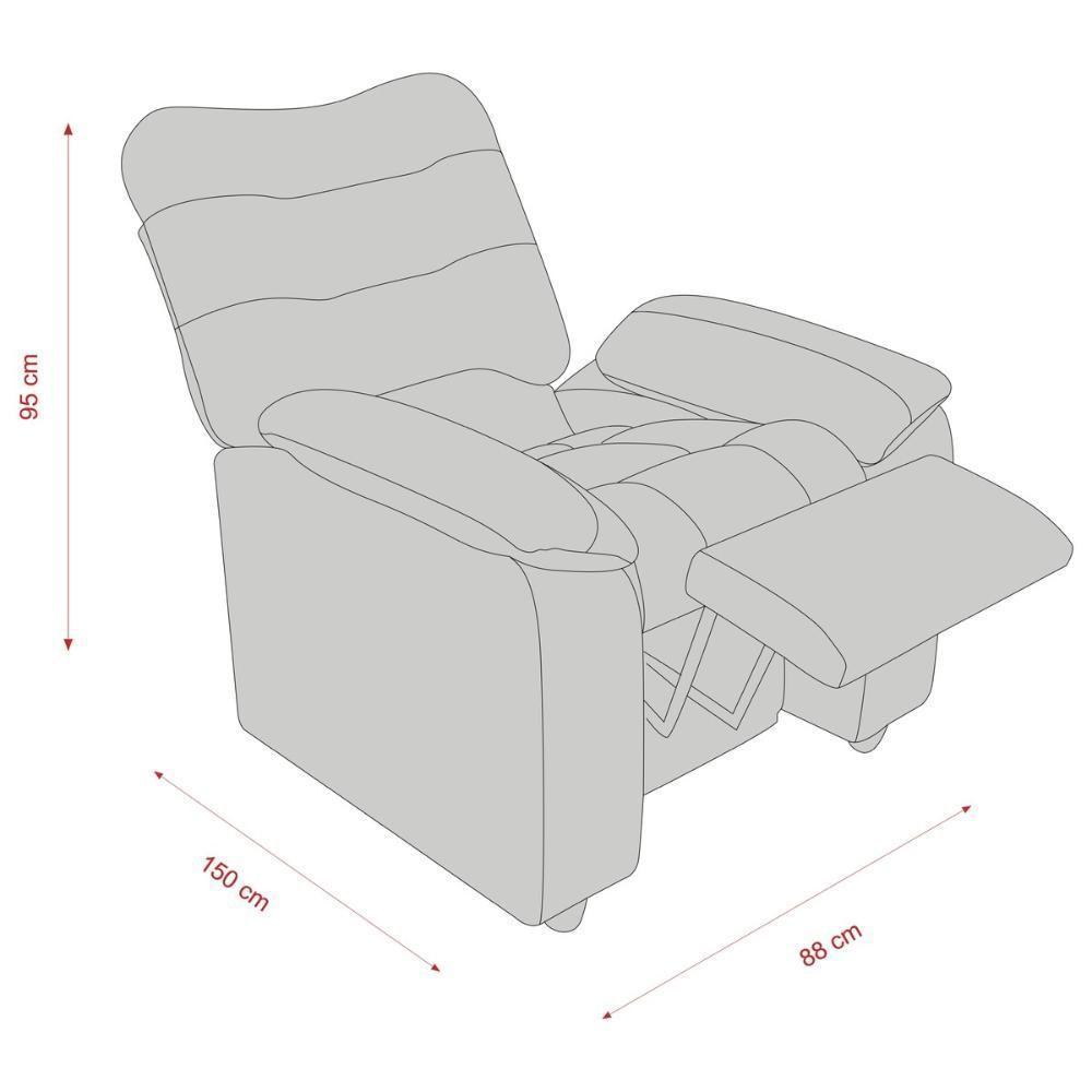 Poltrona Retrátil e Reclinável 88cm Com Pés Multimóveis Cr45263 Bege - 4