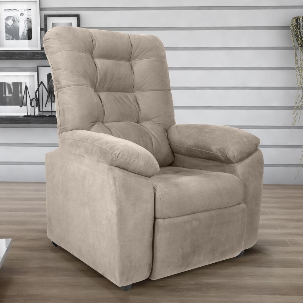 Poltrona Retrátil e Reclinável 88cm Com Pés Multimóveis Cr45263 Bege - 6