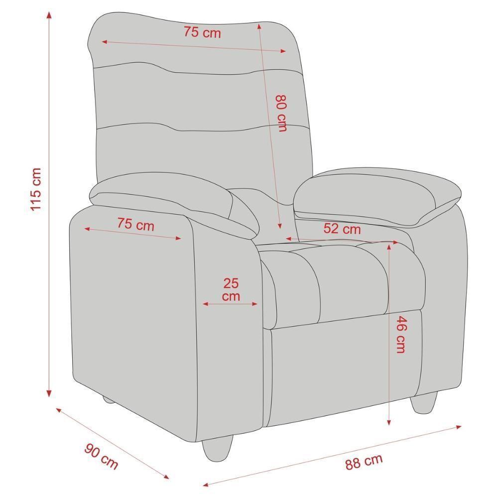 Poltrona Retrátil e Reclinável 88cm Com Pés Multimóveis Cr45263 Bege - 7