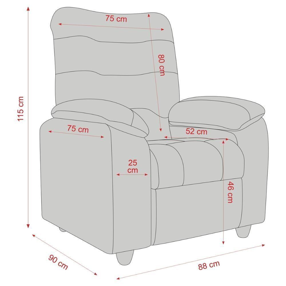 Poltrona Retrátil e Reclinável 88cm Com Pés Multimóveis Cr45263 Preto - 7