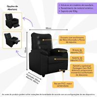 Poltrona Retrátil e Reclinável 88cm Com Pés Multimóveis Cr45263 Preto - 5