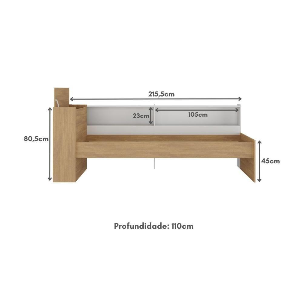 Cama De Solteiro Com Colchão Incluso Baú Embutido e Prateleira Multimóveis Mp4260 Rustic Branco - 2