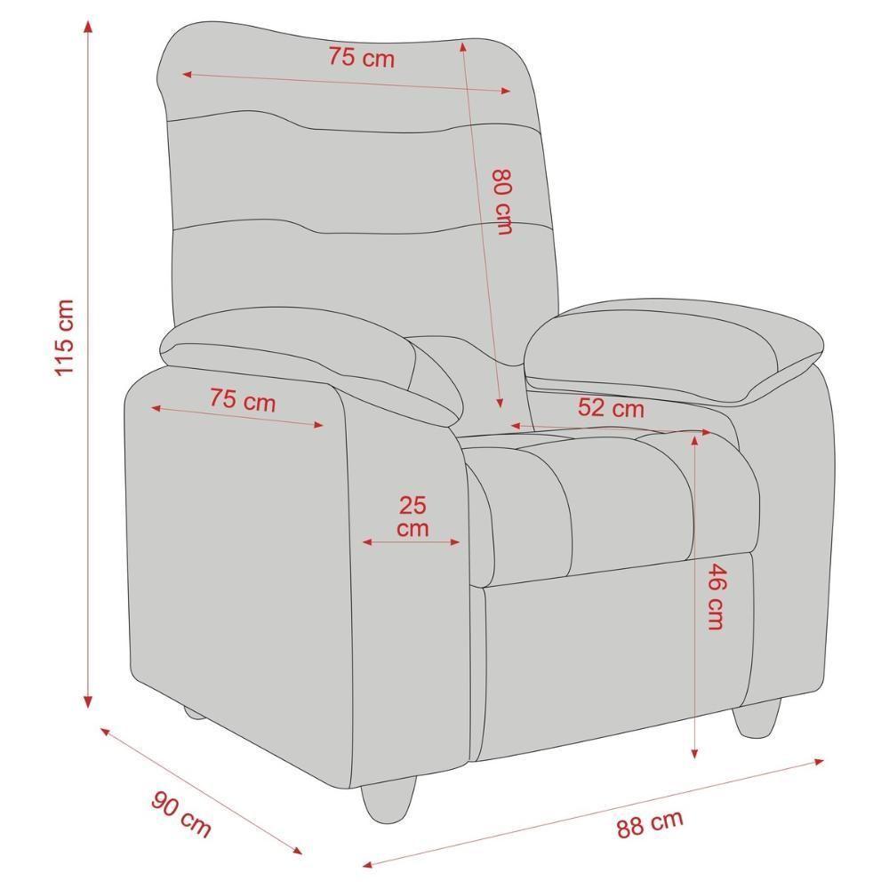 Poltrona Retrátil e Reclinável 88cm Com Pés Multimóveis Cr45263 Cinza - 7
