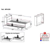 Bicama De Solteiro Para Colchão 188 X 78cm Com Baú Embutido Multimóveis Mp4258 Rustic Branco - 8