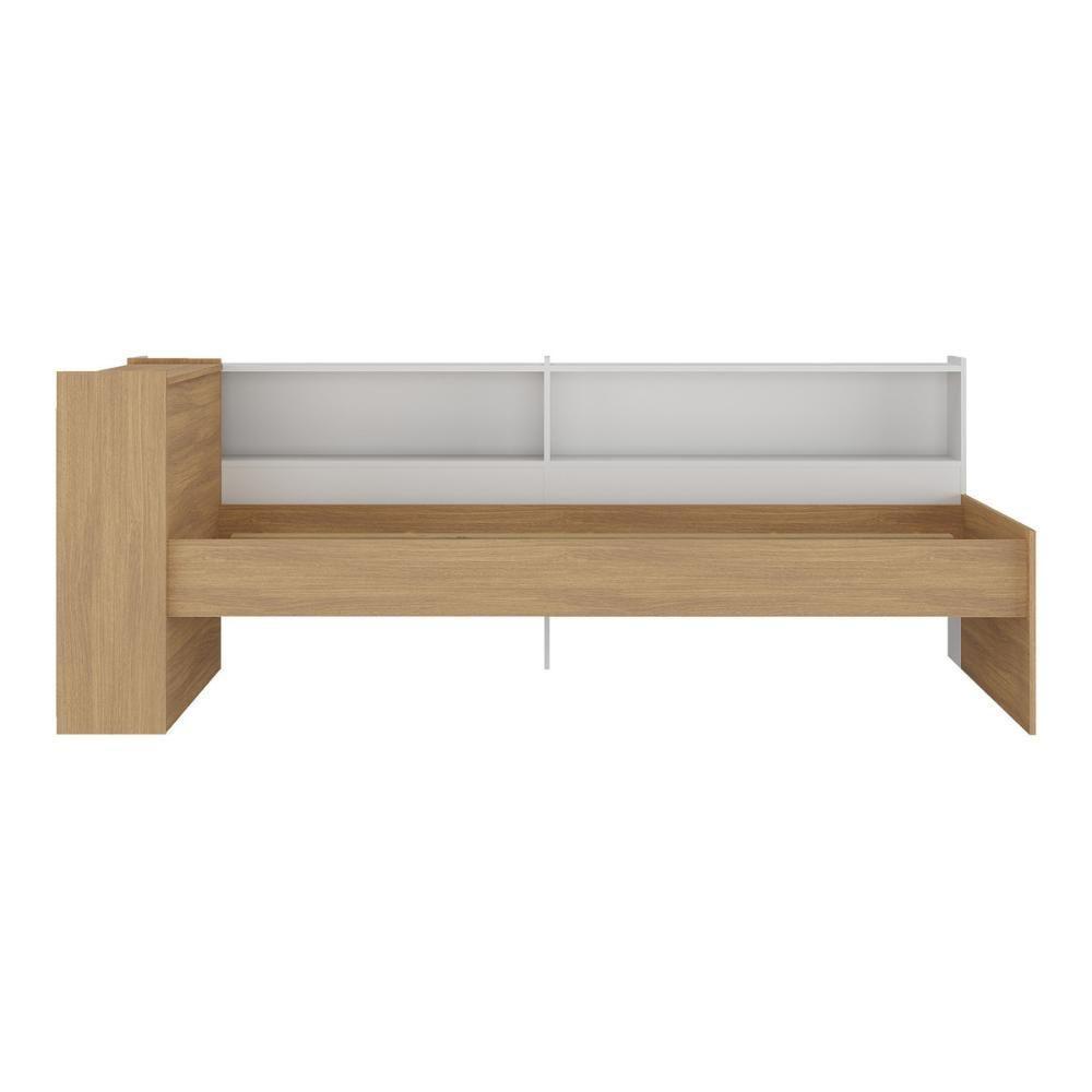 Cama De Solteiro Para Colchão 188 X 78cm Com Baú Embutido e Prateleira Multimóveis Mp4257 Rustic Branco - 2