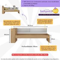 Cama De Solteiro Para Colchão 188 X 78cm Com Baú Embutido e Prateleira Multimóveis Mp4257 Rustic Branco - 5