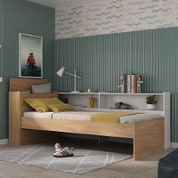 Cama De Solteiro Para Colchão 188 X 78cm Com Baú Embutido e Prateleira Multimóveis Mp4257 Rustic Branco - 6