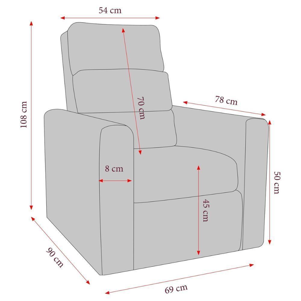 Poltrona Retrátil e Reclinável 69cm Com Material Sintético Multimóveis Cr45267 Preto - 7