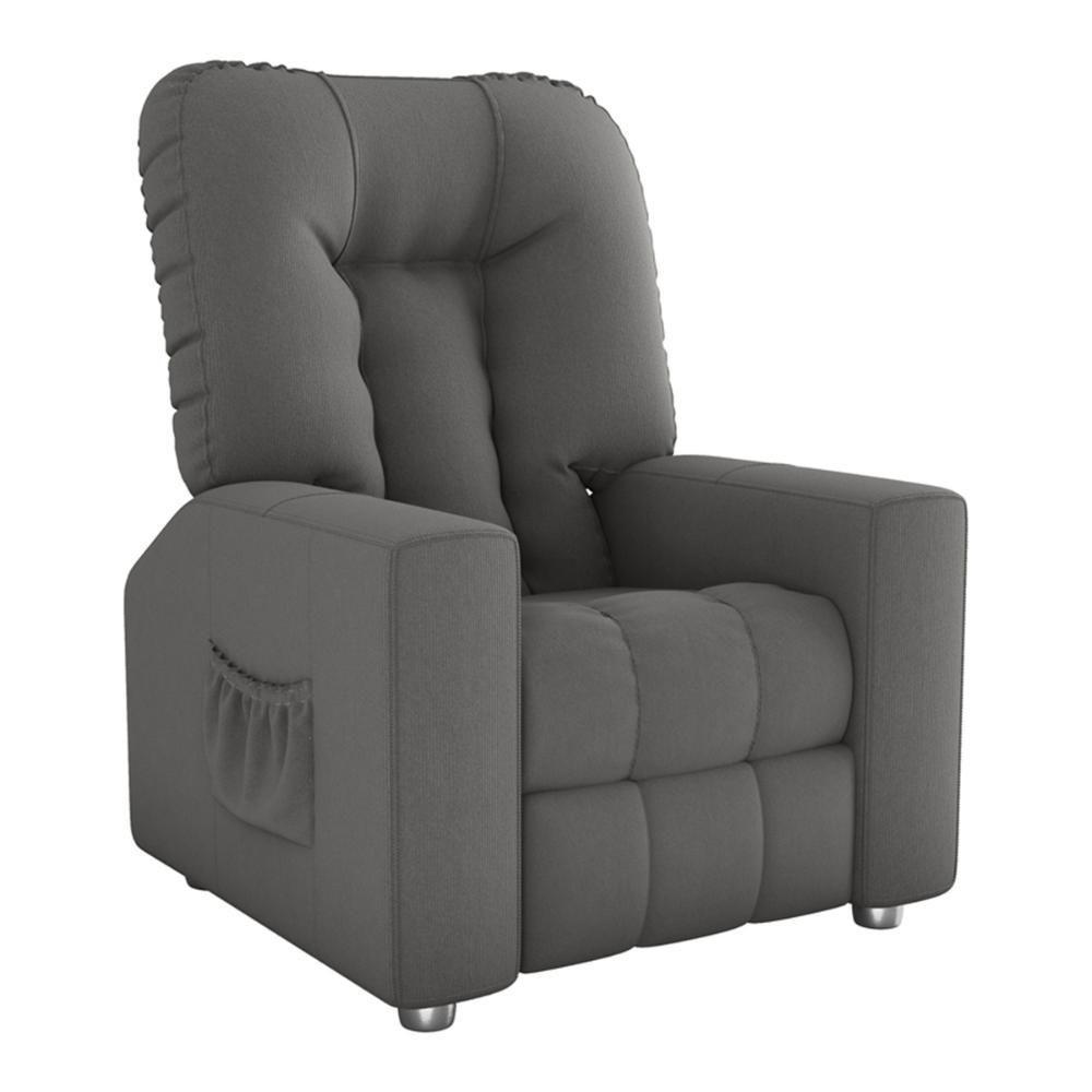 Poltrona Retrátil e Reclinável 82cm Com Tecido Suede Multimóveis Cr45261 Cinza - 1