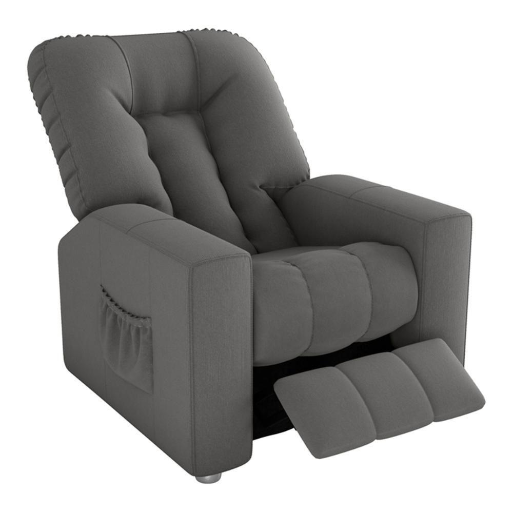 Poltrona Retrátil e Reclinável 82cm Com Tecido Suede Multimóveis Cr45261 Cinza - 4