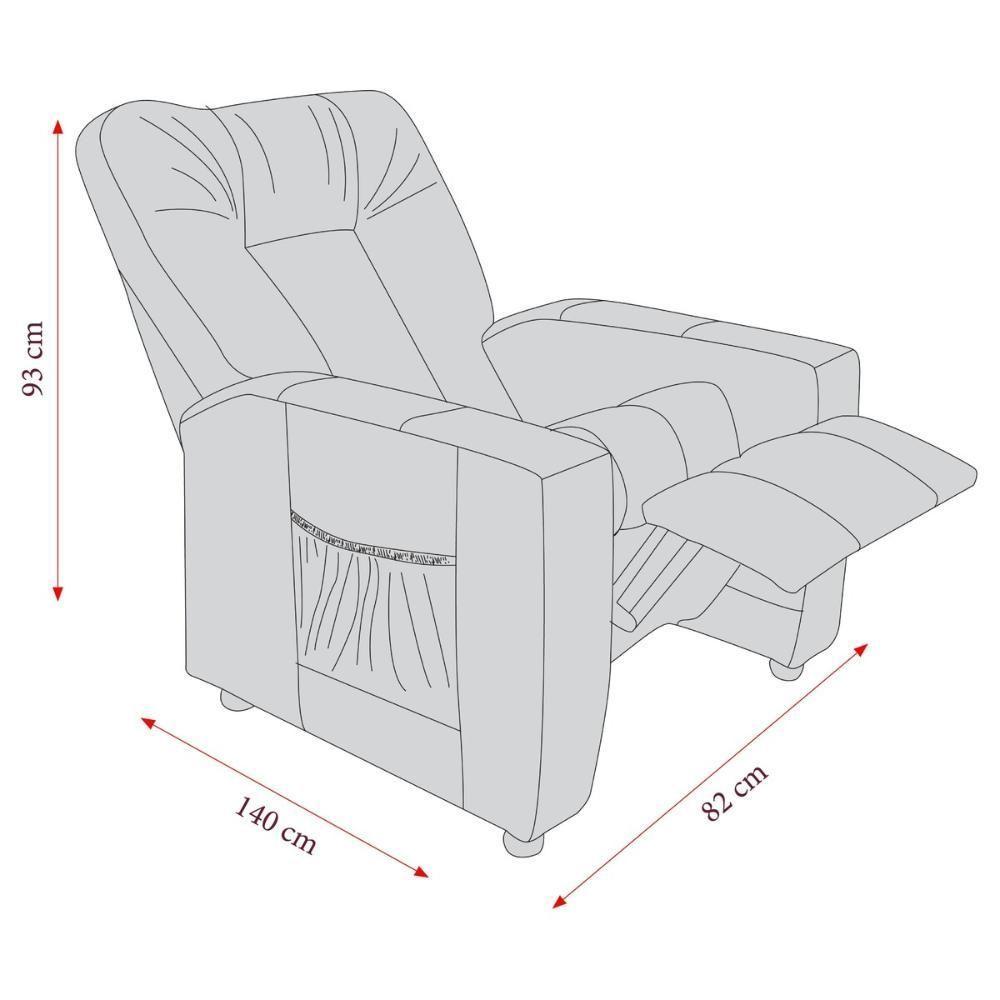 Poltrona Retrátil e Reclinável 82cm Com Tecido Suede Multimóveis Cr45261 Cinza - 5