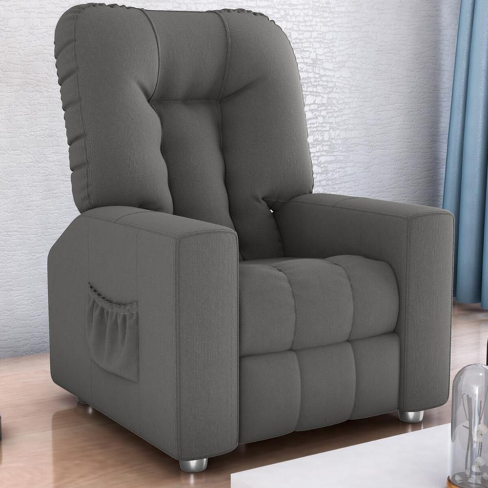 Poltrona Retrátil e Reclinável 82cm Com Tecido Suede Multimóveis Cr45261 Cinza - 7