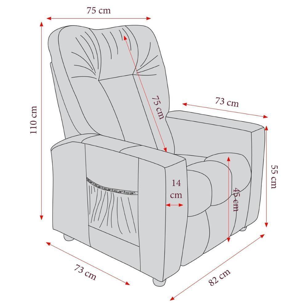 Poltrona Retrátil e Reclinável 82cm Com Tecido Suede Multimóveis Cr45261 Cinza - 8
