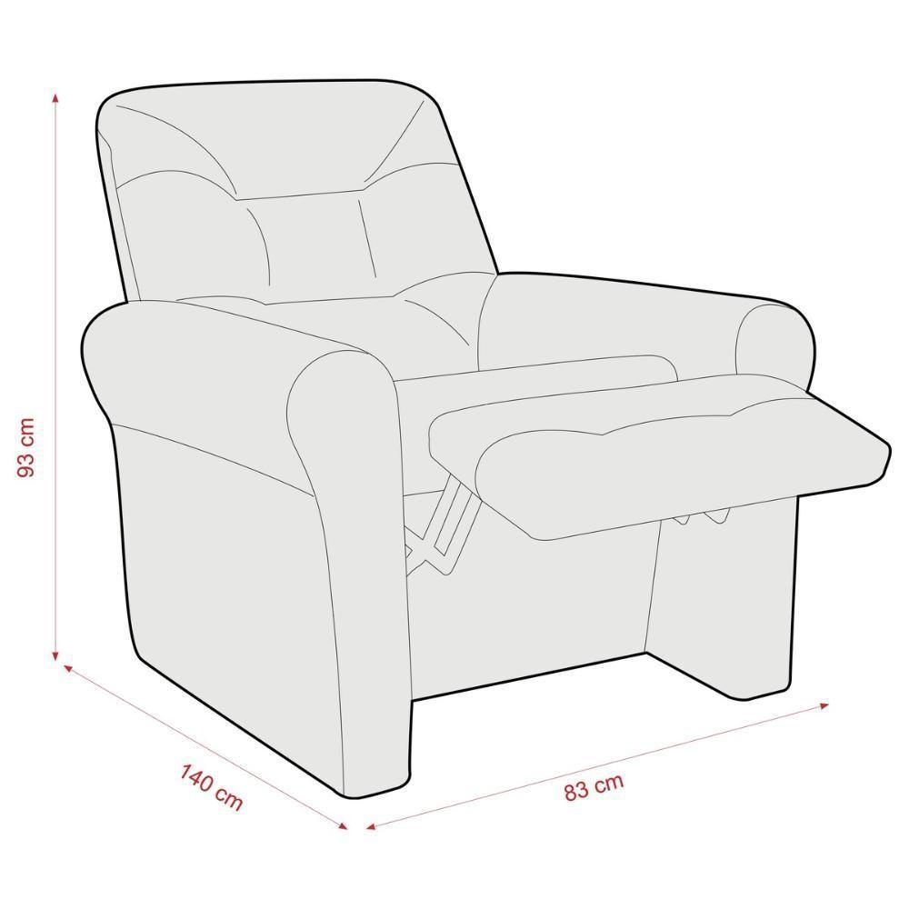Poltrona Retrátil e Reclinável 83cm Com Tecido Suede Multimóveis Cr45264 Cinza - 4