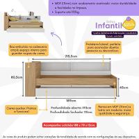Bicama De Solteiro Com Colchão Incluso Baú Embutido e Prateleira Multimóveis Mp4259 Rustic Branco - 6