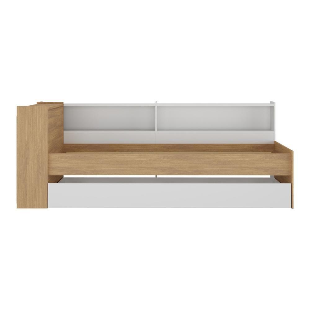 Bicama De Solteiro Para Colchão 188 X 78cm Com Baú Embutido e Prateleira Multimóveis Mp4256 Rustic Branco - 7