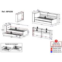 Bicama De Solteiro Para Colchão 188 X 78cm Com Baú Embutido e Prateleira Multimóveis Mp4256 Rustic Branco - 3