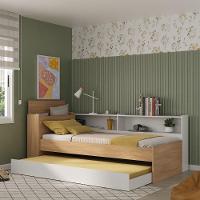 Bicama De Solteiro Para Colchão 188 X 78cm Com Baú Embutido e Prateleira Multimóveis Mp4256 Rustic Branco - 5