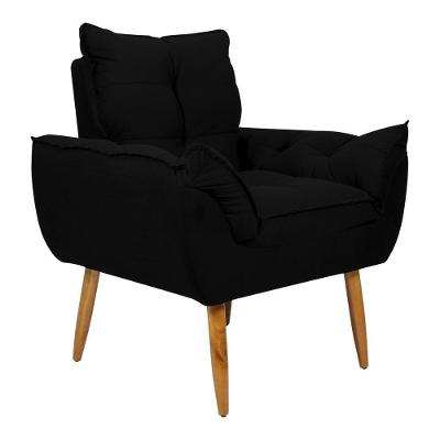 Poltrona Decorativa 88cm Com Pés Retrô Multimóveis Cr45269 Preto