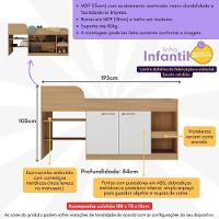 Cama Solteiro Multifuncional Com Colchão Incluso 2 Portas e Escrivaninha Multimóveis Mp4235 Rustic Branco - 6