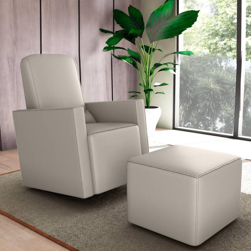 Poltrona De Balanço 66cm Com Puff Multimóveis Cr45268 Bege Claro - 6