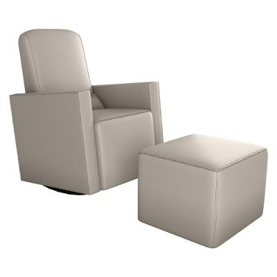 Poltrona De Balanço Com Puff CR45268 Bege Claro Suede Matrix