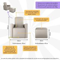 Poltrona De Balanço 66cm Com Puff Multimóveis Cr45268 Bege Claro - 5