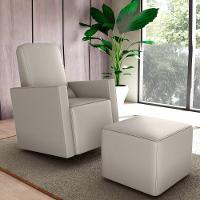 Poltrona De Balanço 66cm Com Puff Multimóveis Cr45268 Bege Claro - 6