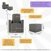 Poltrona De Balanço 66cm Com Puff Multimóveis Cr45268 Cinza - 5