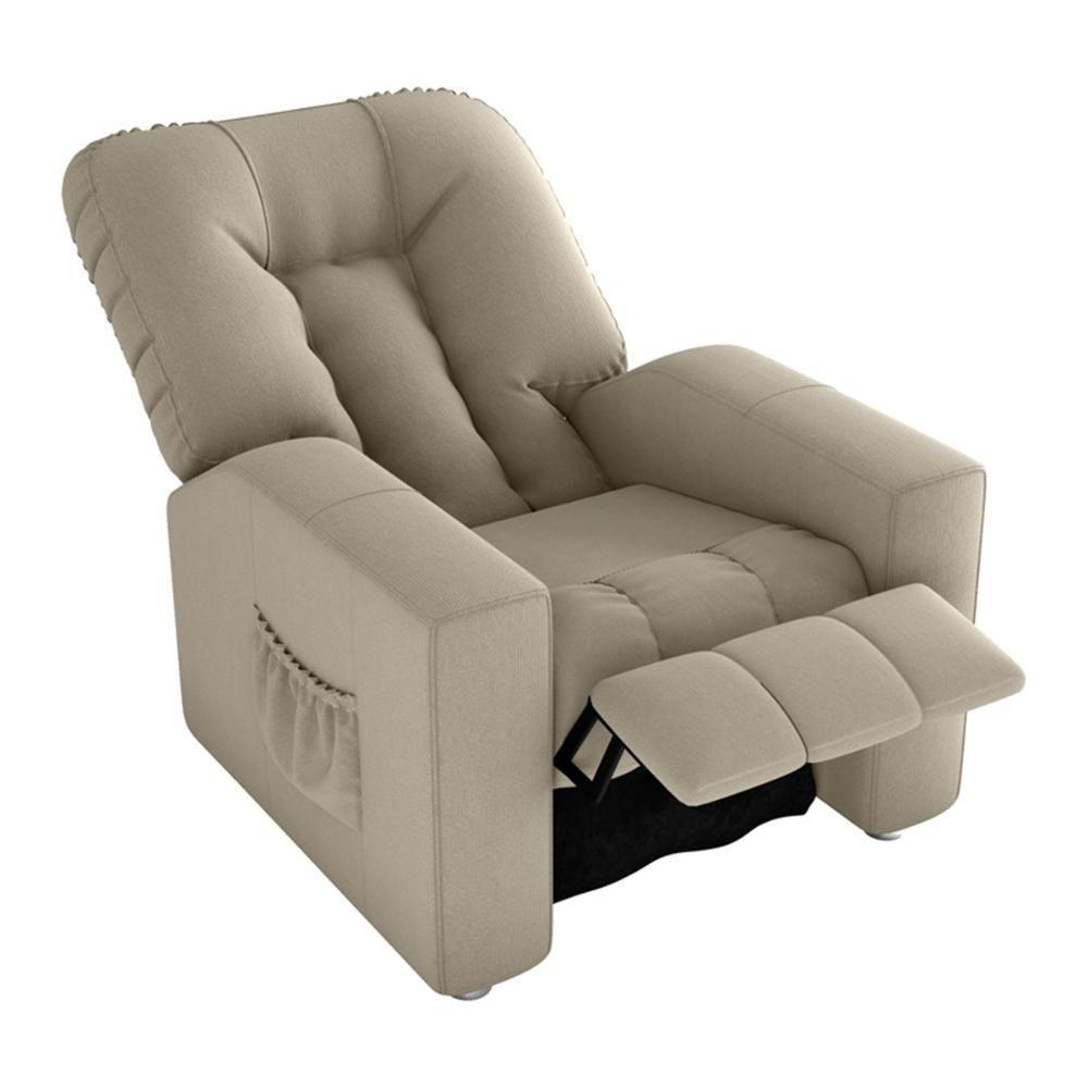 Poltrona Retrátil e Reclinável 82cm Com Tecido Suede Multimóveis Cr45261 Bege - 3