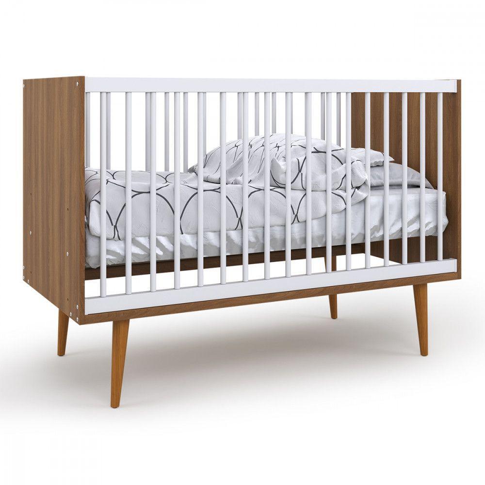 Berço Americano Encanto Nogal Com Branco Brilho Batrol Nogal E Branco - 1