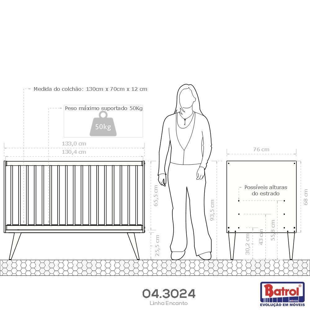 Berço Americano Encanto Nogal Com Branco Brilho Batrol Nogal E Branco - 3