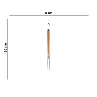 Garfo Para Churrasco Aço Inox E Cabo Bambu 38 Cm Lyor - 2