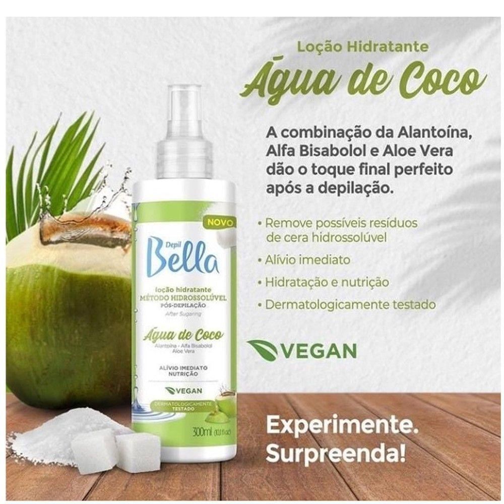 Loção Hidratante água Coco Depil Bella Pós Depilação 300ml - 3