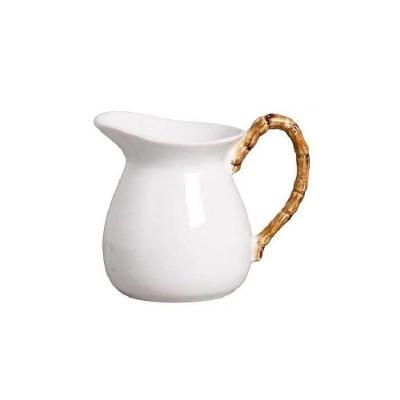 Jarra Grande Bambu Natural Cerâmica Branca Scalla 1,6l 1ª L