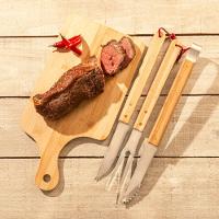 Faca Para Churrasco Aço Inox E Cabo Bambu 37 Cm Lyor - 7