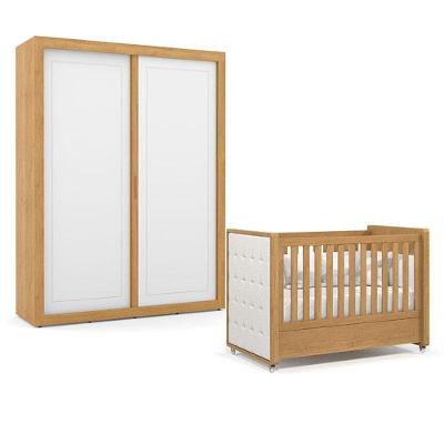 Berço Americano com Guarda Roupa Tutto New 2 Portas 4 Gavetas MDF Amadeirado Matic