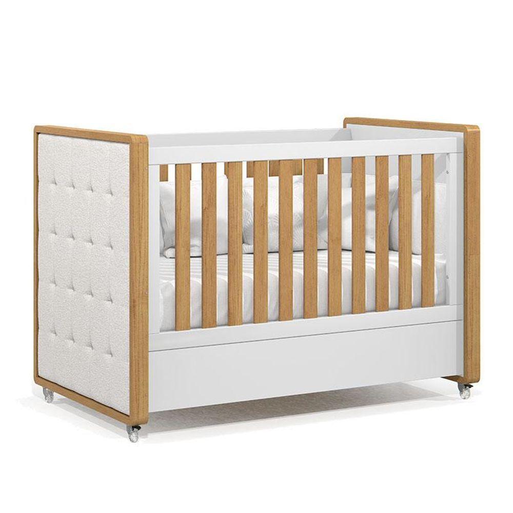 Berço Americano Com Capitonê New Boucle E Guarda Roupa Tutto New 2 Portas Freijó Branco Acetinado - 5