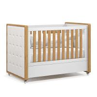 Berço Americano Com Capitonê New Boucle E Guarda Roupa Tutto New 2 Portas Freijó Branco Acetinado - 5