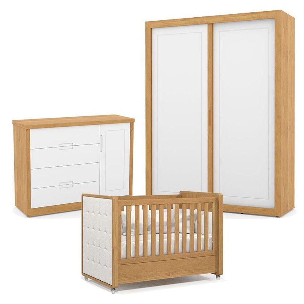 Quarto De Bebe 2 Portas Tutto New Freijó Com Capitonê New Boucle - Matic - 1