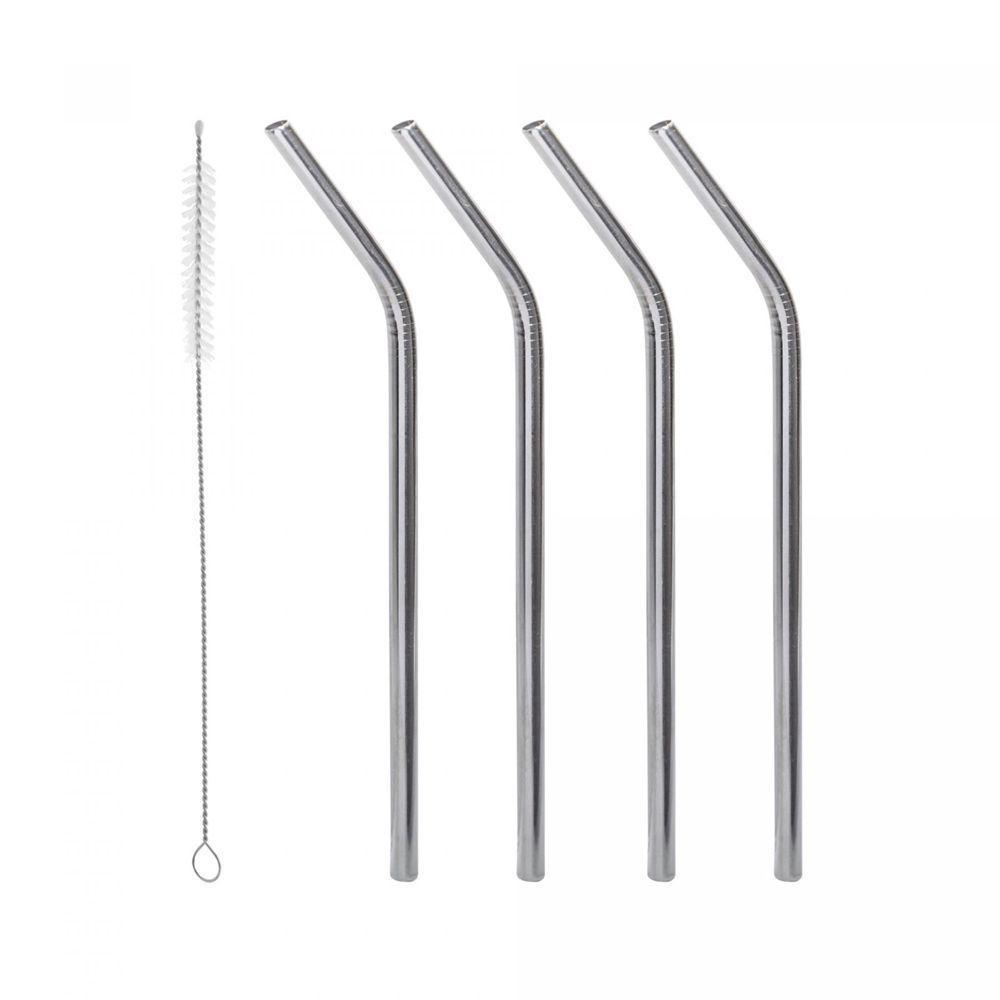 Conjunto 4 Canudos Aço Inox Reutilizáveis Com Escova Para Limpeza Lyor 21,5cm - 1
