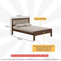 Cama De Casal Madeira Maciça Para Colchão 188 X 138cm Multimóveis Cr35240 Castanho Castanho - 3