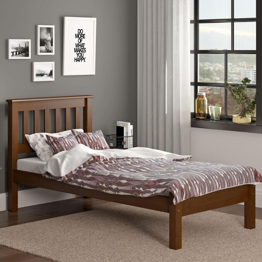 Cama De Solteiro Madeira Maciça Para Colchão 188 X 88cm Multimóveis Cr35241 Castanho Castanho - 4