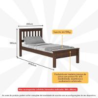 Cama De Solteiro Madeira Maciça Para Colchão 188 X 88cm Multimóveis Cr35241 Castanho Castanho - 3